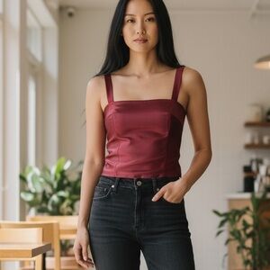 W by Worth Red Silk Blend Luxury Top camisole with zipper/adjustable straps sz 4